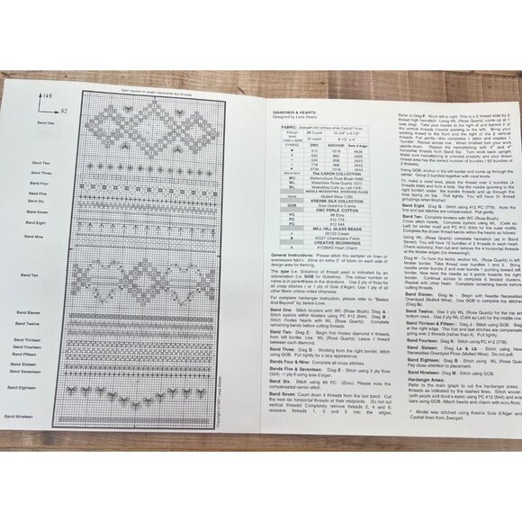 Diamonds & Hearts Cross Stitch Pattern By Lesa Steele Designs - Picture 3 of 3